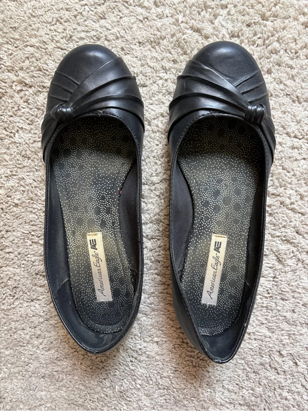 American Eagle Outfitters Black Slip-On Ballet Flats with Knot Accent